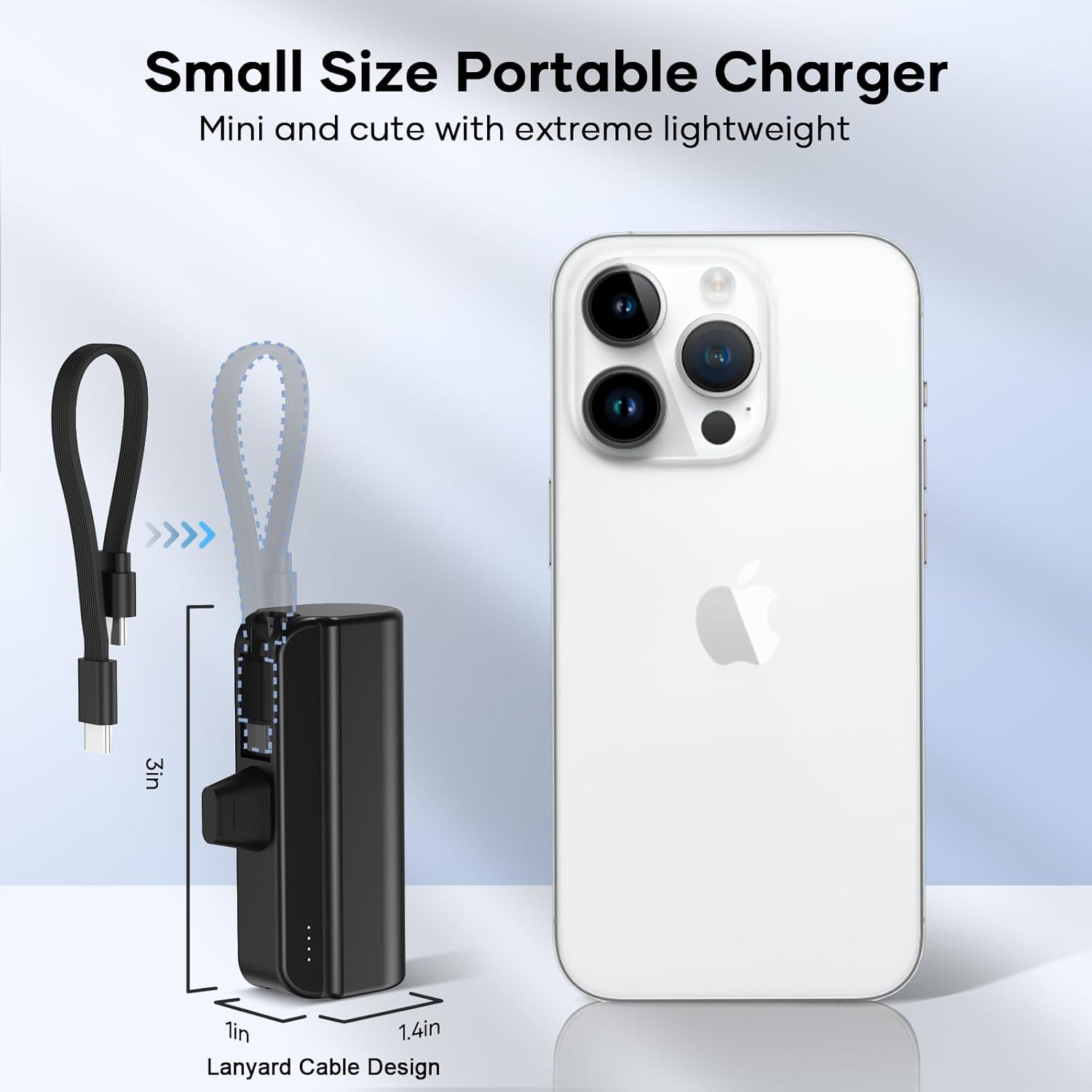 5000mAh Mini Portable Charger Power Bank Compatible with iPhone 14/13/12/11/XR/XS/X/8/7/6, MFi Certified Ultra-Compact 20W PD Fast Charging Small Cute Battery Pack(Black) - Image 2