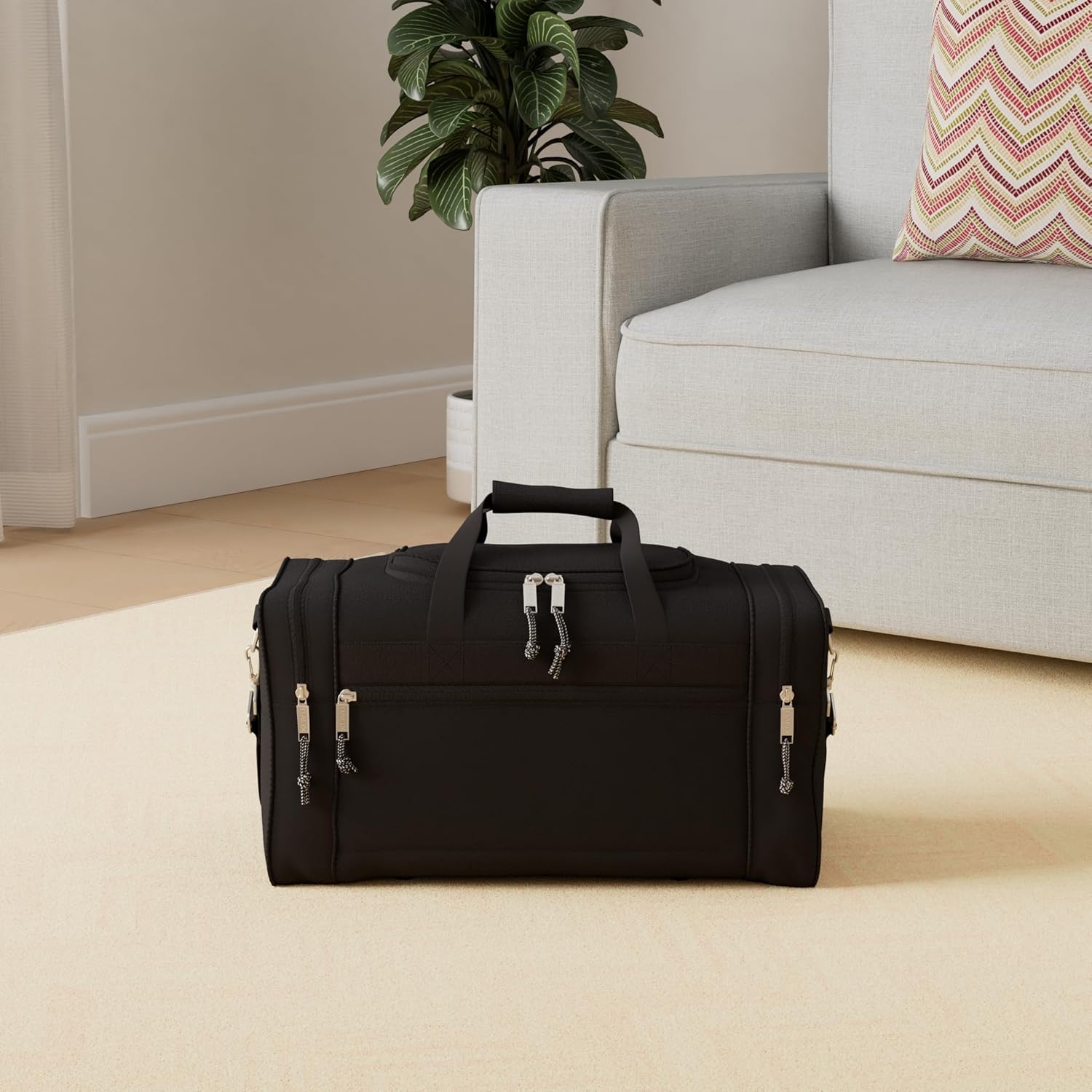 21" Blank Sports Duffle Bag Gym Bag Travel Duffel Adjustable Strap in Black - Image 2