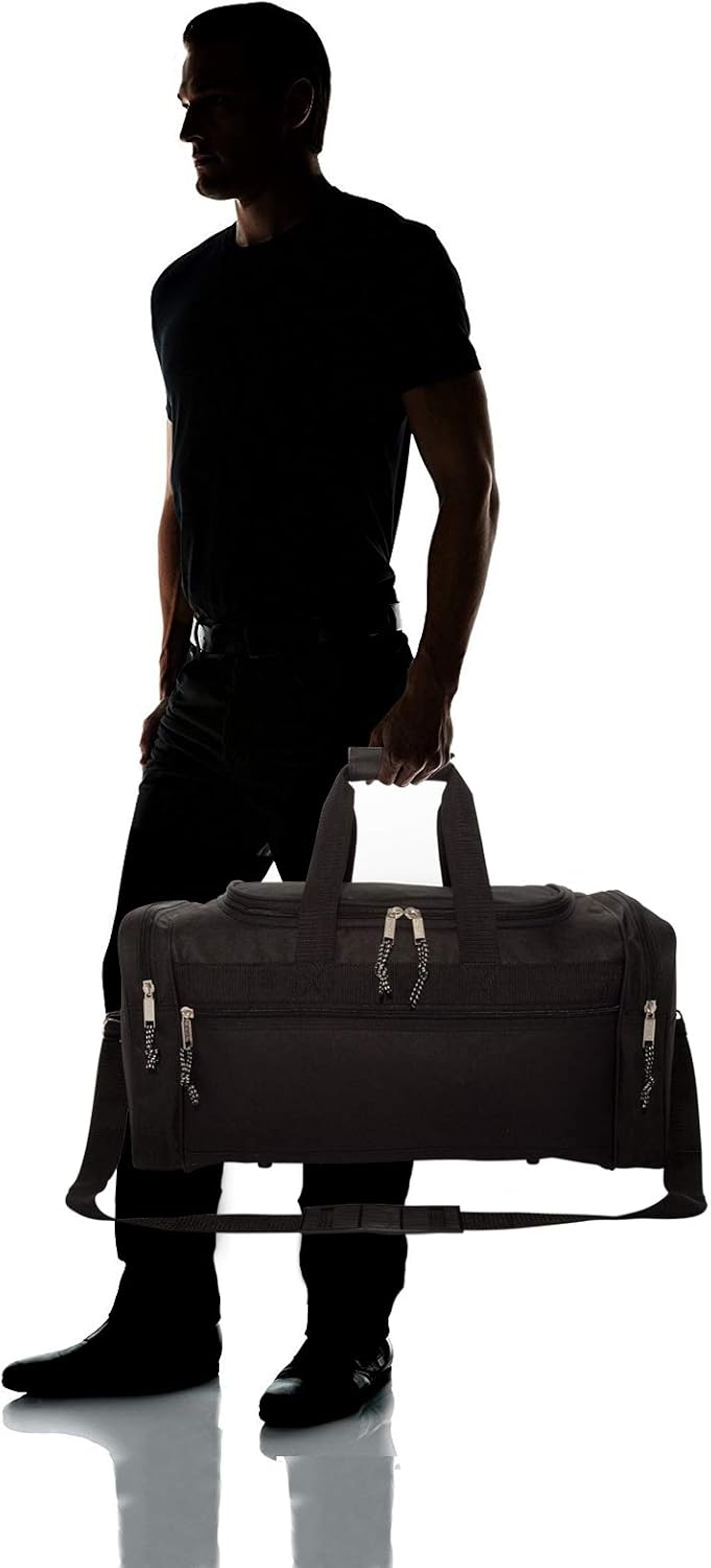 21" Blank Sports Duffle Bag Gym Bag Travel Duffel Adjustable Strap in Black - Image 8