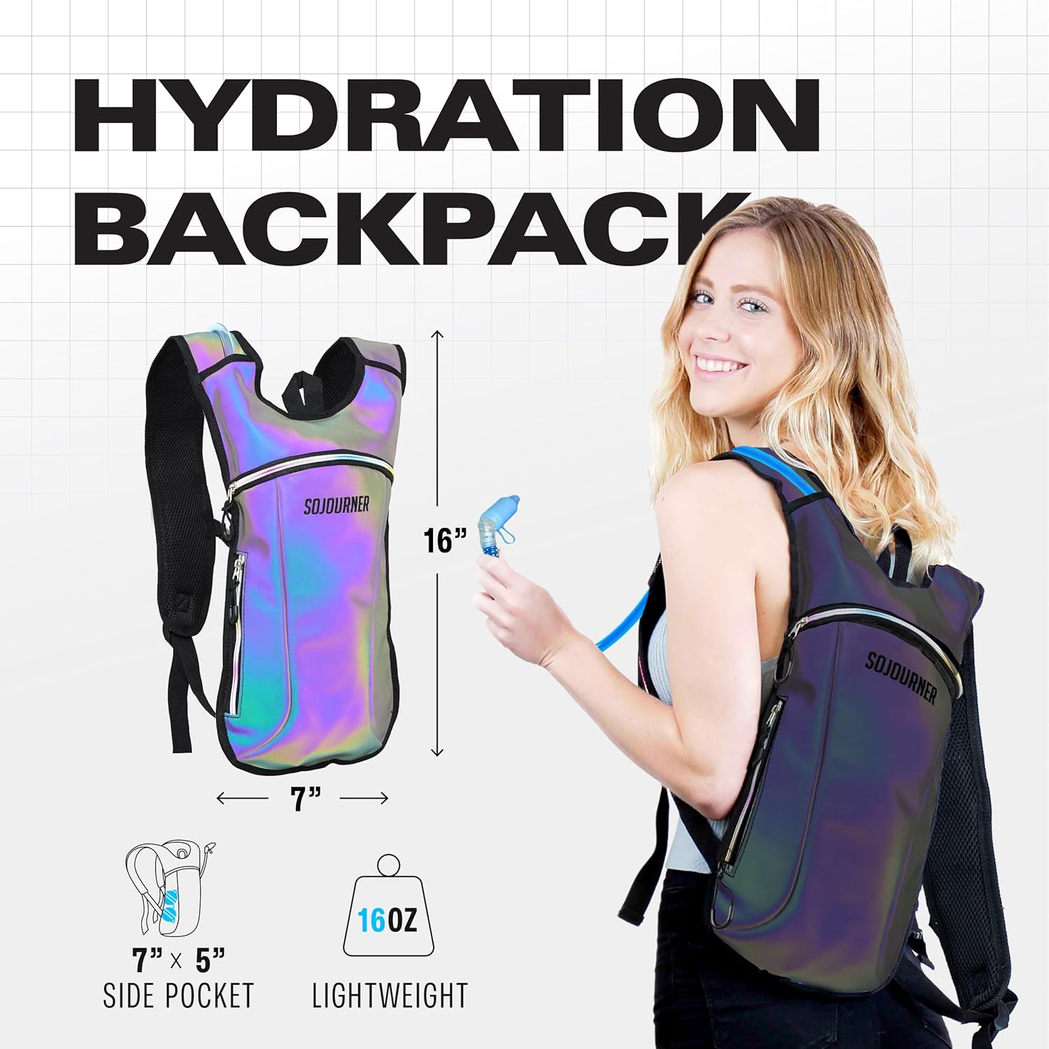 Sojourner Rave Hydration Pack - Hydration Backpack - Hydropack with 2L Bladder - Water Backpack for Festivals, Hiking, Running, Biking and More - Image 3
