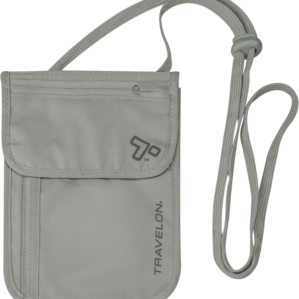 Rfid Blocking Undergarment Neck Pouch Travel Wallet, Gray, One Size